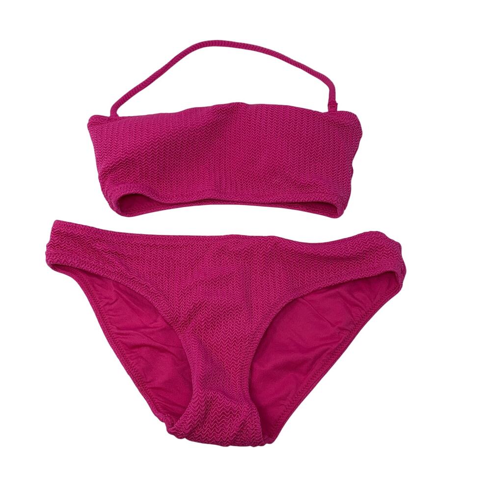 Seafolly Bikini Set Womens US 4 Pink Textured Bandeau Two Piece Swimsuit Halter